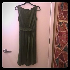eShakti Green Boatneck Dress